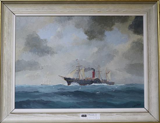 Hugh E. Ridge (1899-1976) Crossing the Atlantic 1870 15.5 x 21.5in.